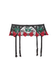 Vampire Rose Embroidery Garter Belt