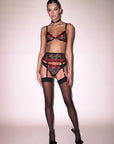 Vampire Rose Embroidery Garter Belt