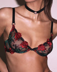 Vampire Rose Embroidery Demi Bra