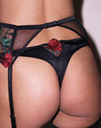 Vampire Rose Embroidery Thong