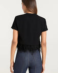 Short Sleeve Cropped Feather Tee