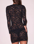 Deep Plunge Lace Mini Dress