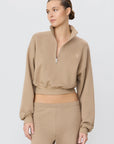 Cropped Half Zip Sweatshirt