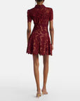 Burgundy Lace Mini Dress