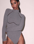 Rib Bodysuit W/ Lace Trim