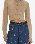 Blue Embellished Wide Leg Jean