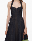 Denim Halterneck Midi Dress