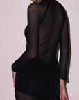 Knit Mesh Long Sleeve Maxi Dress