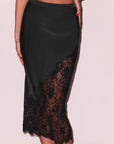 Silk & Lace Scallop Midi Skirt