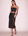 Silk & Lace Scallop Midi Skirt