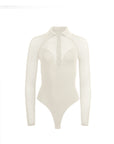 Knit Mesh Collard Bodysuit