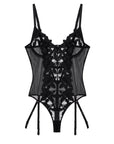 Satin Lily Embroidery Cupped Bodysuit