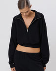 Cropped Half Zip Sweatshirt
