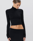 Cropped Fitted Turtle Neck Top
