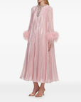 Pink Metallic Feather Midi Dress