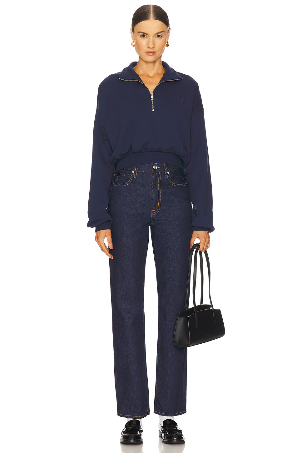 Cropped Half Zip Sweatshirt