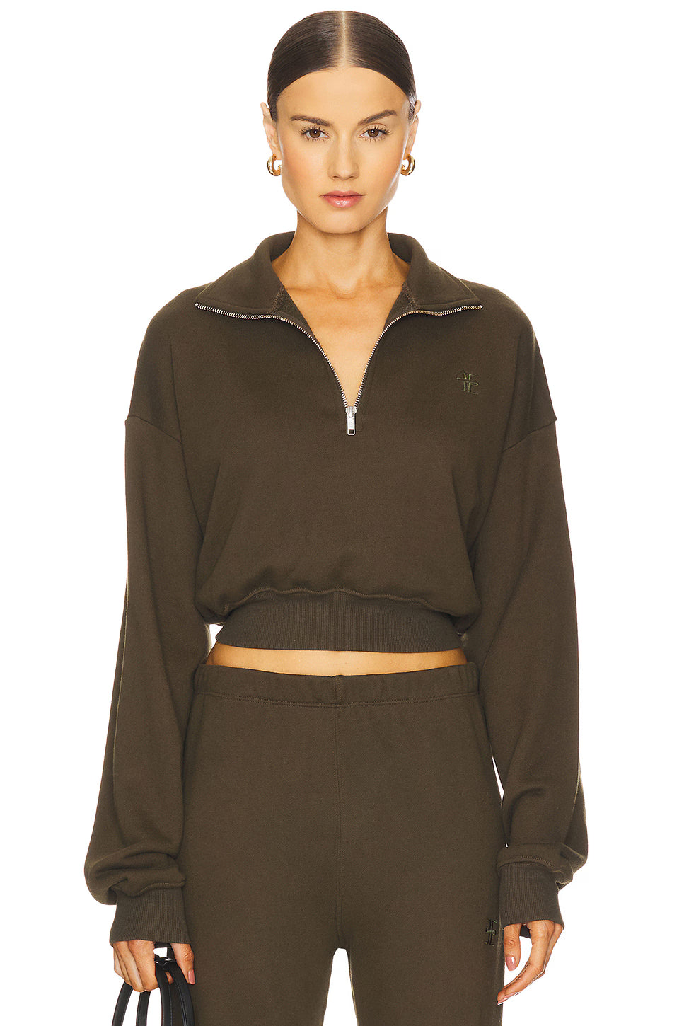 Cropped Half Zip Sweatshirt