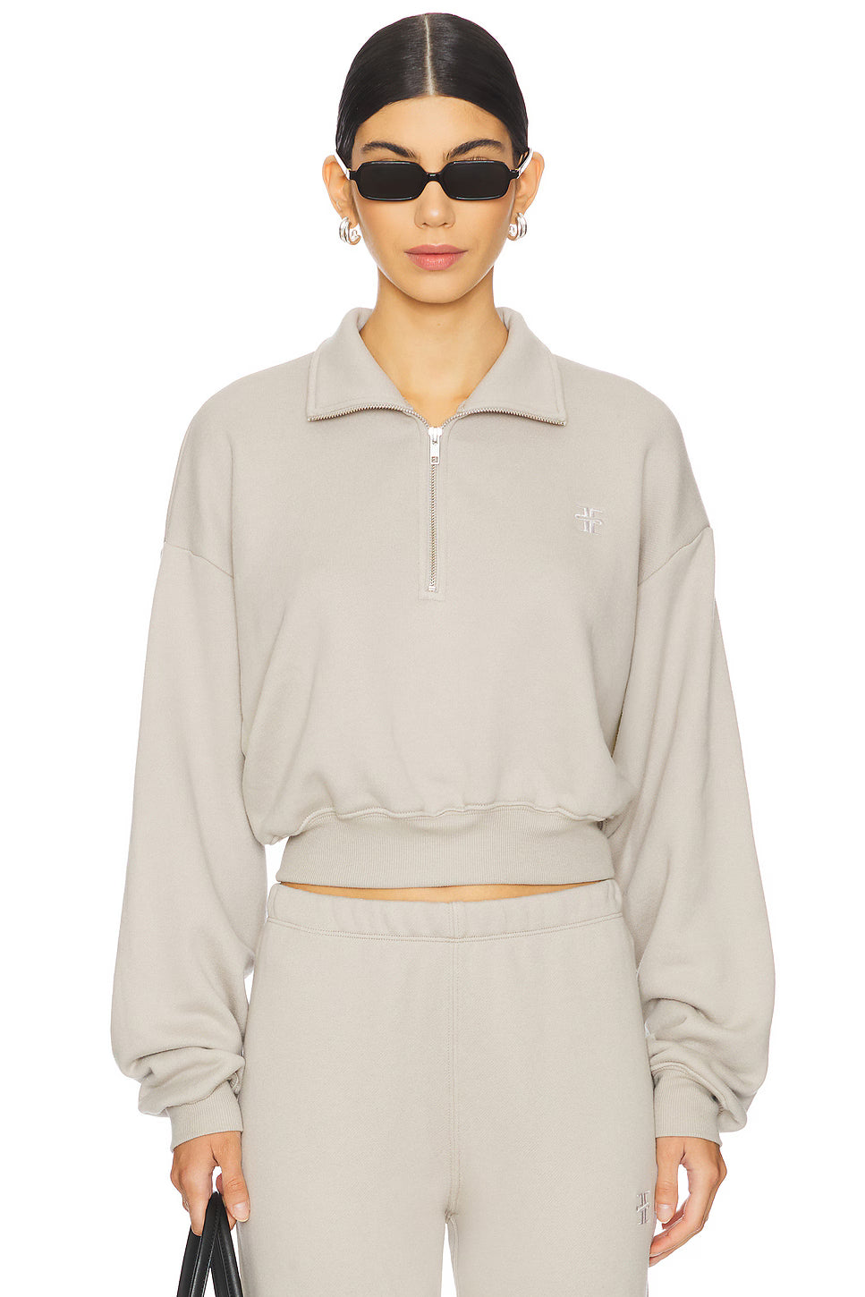 Cropped Half Zip Sweatshirt