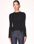Rib Long Sleeve Garter Top