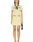 Yellow Pointelle Knit Mini Dress