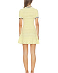 Yellow Pointelle Knit Mini Dress