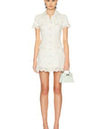 Cream Broderie Denim Mini Dress