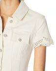 Cream Broderie Denim Mini Dress