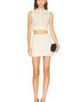 Cream Crochet Flower Knit Mini Skirt