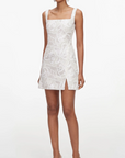 White Sequin Lace Mini Dress