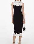 Black Contrast Lace Dress