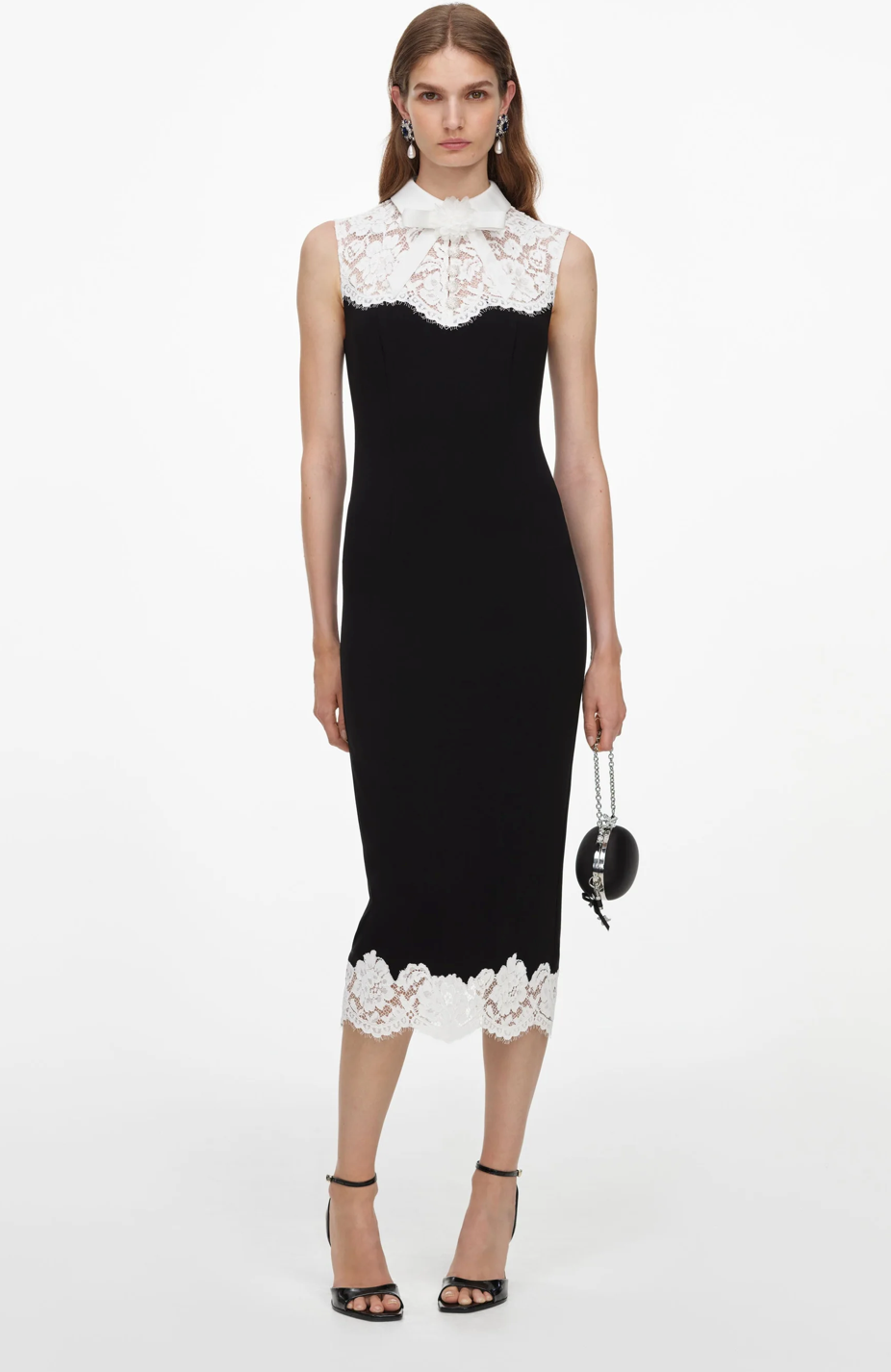 Black Contrast Lace Dress