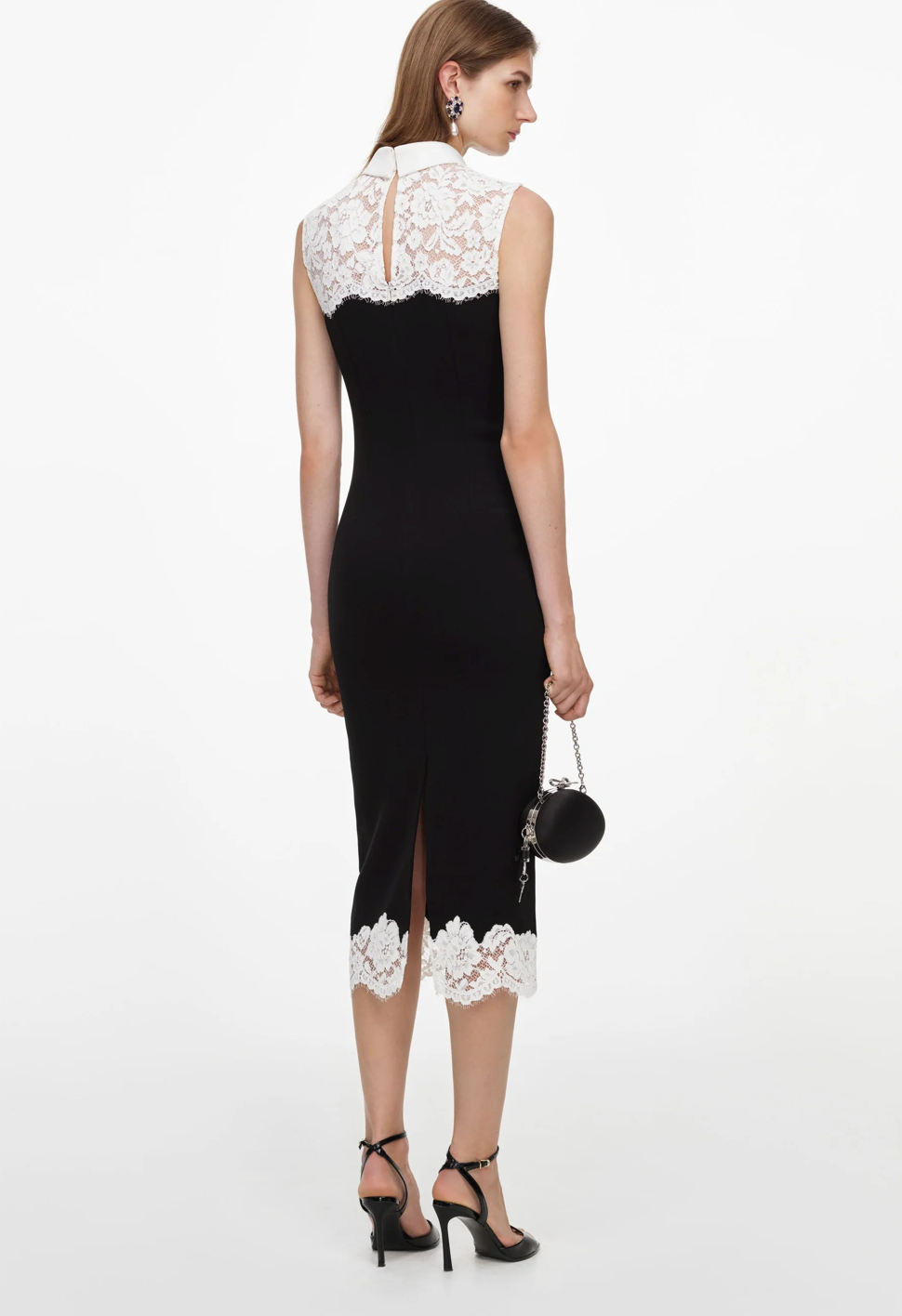 Black Contrast Lace Dress