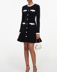Chenille Flower Trim Mini Dress
