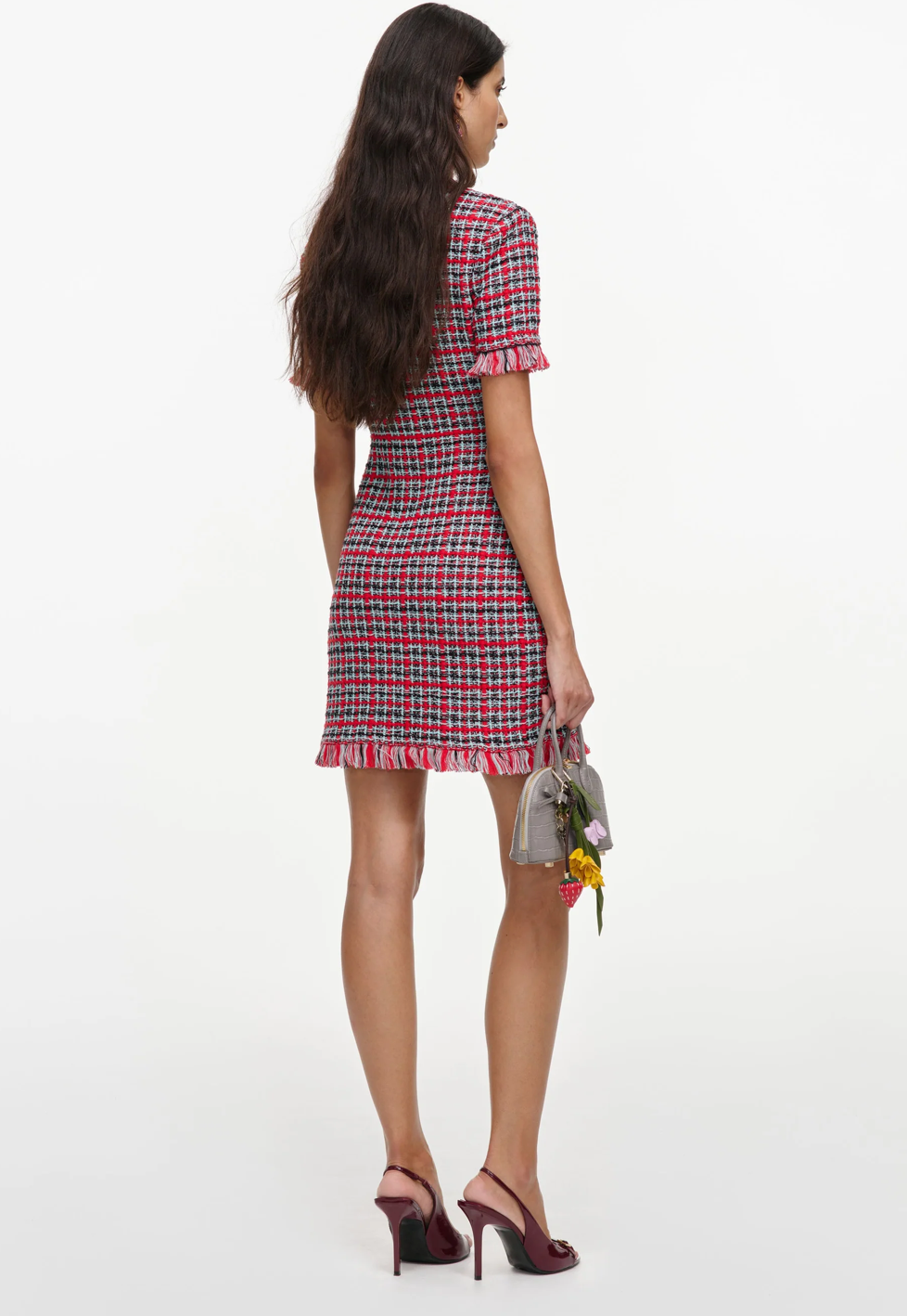 Red Check Frayed Dress