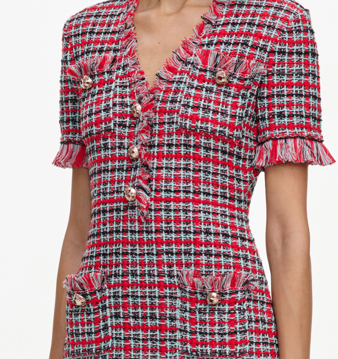 Red Check Frayed Dress