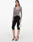 Rhinestone Mesh Wrap Top