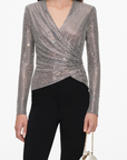 Rhinestone Mesh Wrap Top