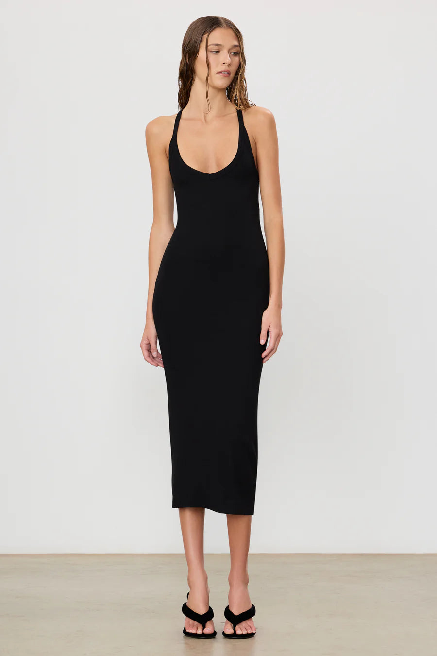 V-Neck Racerback Midi Dress