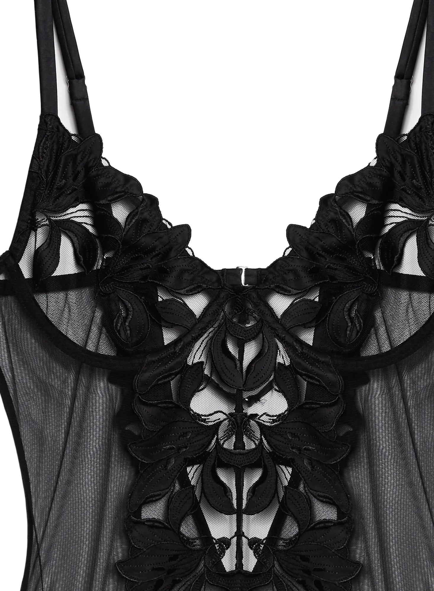 Satin Lily Embroidery Cupped Bodysuit