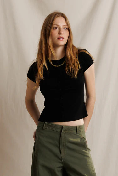 Miriam Rib Button Up Short Sleeve