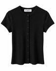 Miriam Rib Button Up Short Sleeve